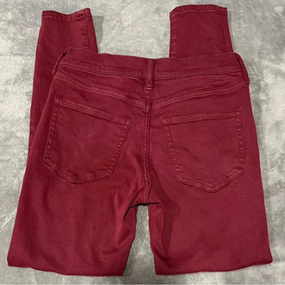 Express Burgundy Mid Rise Skinny Jeans